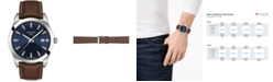 Tissot Men's Swiss T-Classic Gentleman Brown Leather Strap Watch Watch 40mm